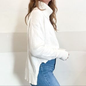 Anthro Off White Oversized Pullover Turtleneck Sweater